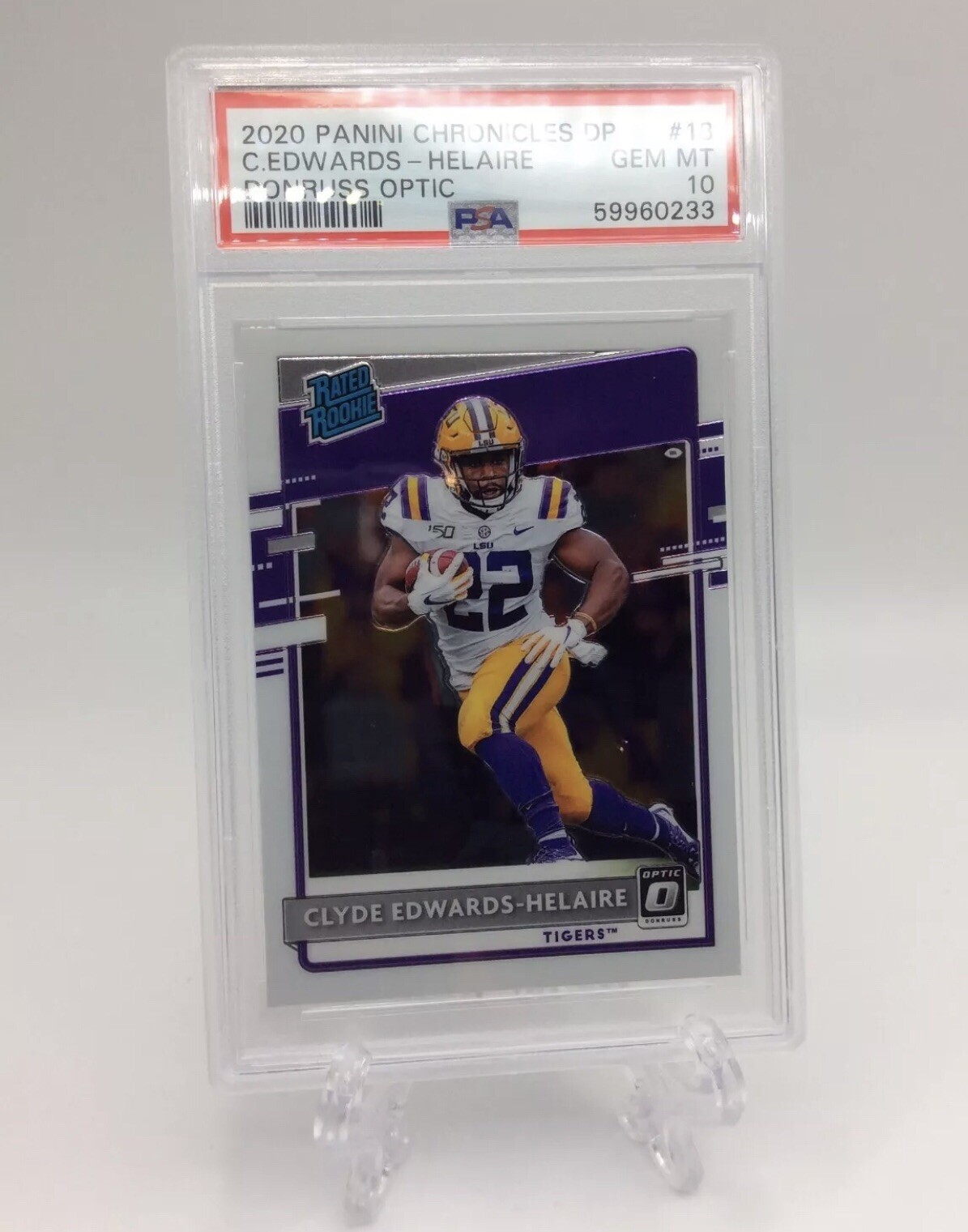 2020 Chronicles DP Donruss Optic Rated Rookie Clyde Edwards-Helaire PSA 10 Mint