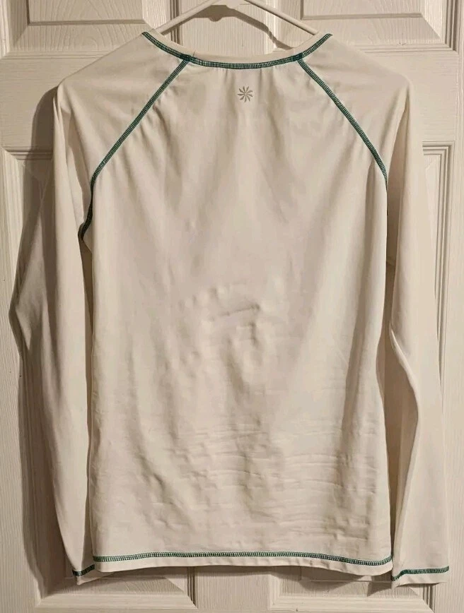 athleta compression long sleeve running teal trim shirt