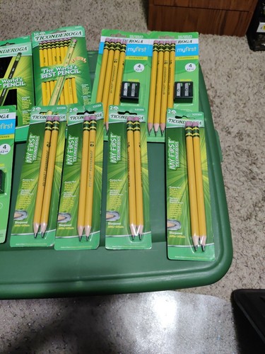 Yellow Ticonderoga #2 HB Wood Pencils & OVERSIZED PENCILS WITH SHARPENERS QTY 66 - Picture 4 of 4