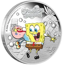 2024 SPONGEBOB SQUAREPANTS-SPONGEBOB & GARY 1oz $1 Silver Dollar Proof Coin
