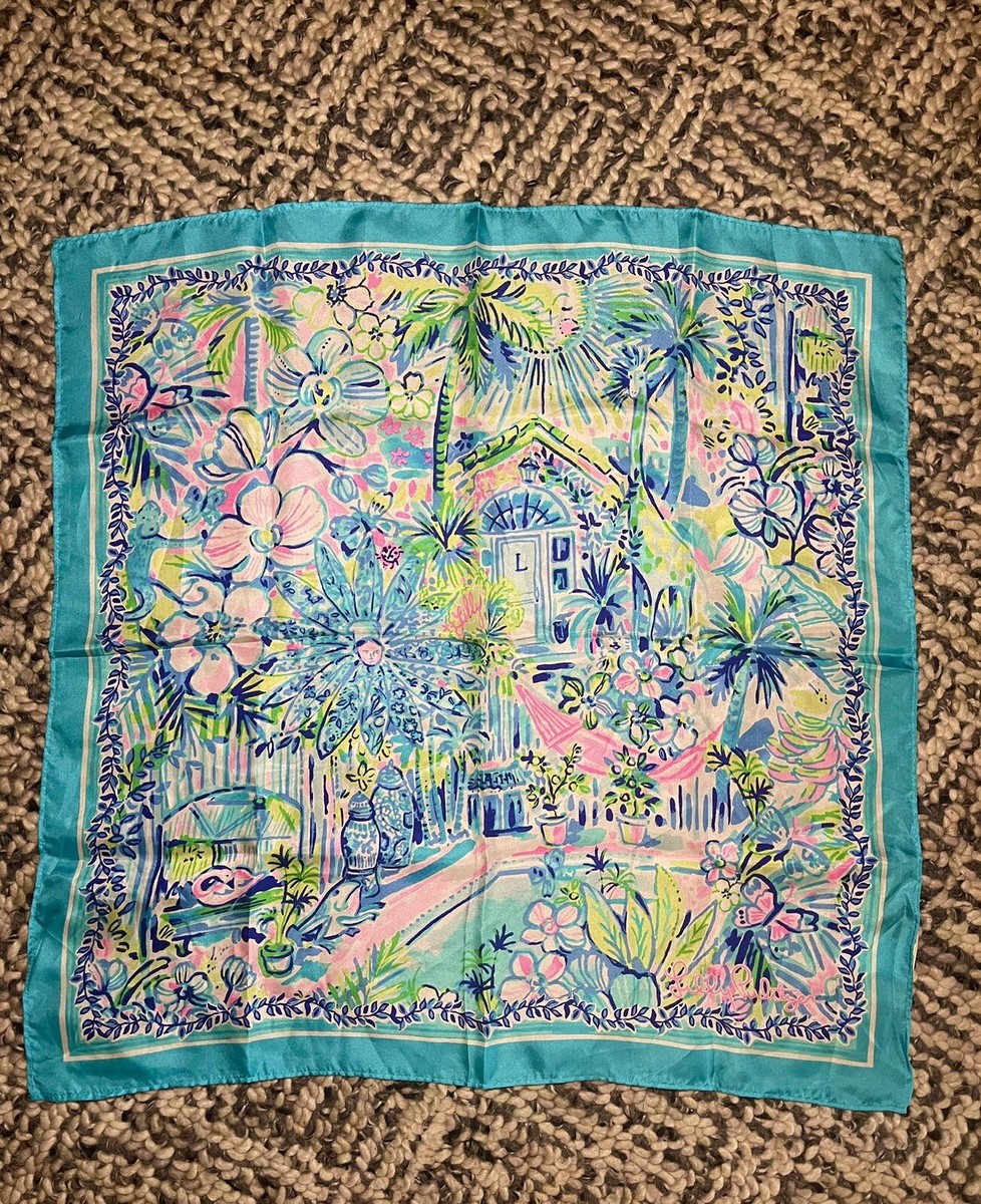 Foulard LILLY PULITZER 100% Soie 90x90 Cm - Multicouleur Vintage - Occasion
