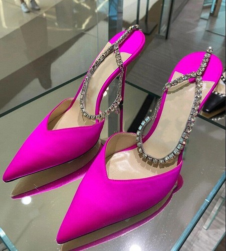 Mujeres Bombas Cadenas Sandalias Tacones Altos Correa al Tobillo Zapatos de Fiesta Boda Baile de graduación Zapatos - Imagen 9 de 28