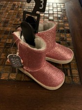 Wonder Nation Infant toddler 3 Pink Sparkle Boots Baby Girls faux Fur NWT easy