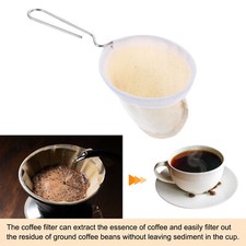 2Pcs Cloth Coffee Filter, Cafe Sock Strainer with Stainless Steel Handle, Beige