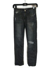 Guess Charcoal Wash Distressed Denim Slim Straight Girls Jeans Size 10