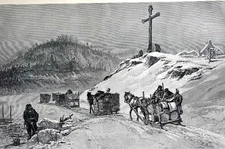 Canada 1888 LA CROIX AUX VOYAGEURS Religion Christian Cross Wagons Art Print 