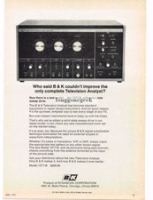 1970 B&K Model 1077B Television Analyst w/ solid state Sweep Drive Vintage Ad