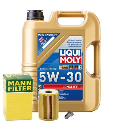 Motoröl 5W30 LIQUI MOLY Longlife Iii 5L+MANN Ölfilter+Ölablassschraube