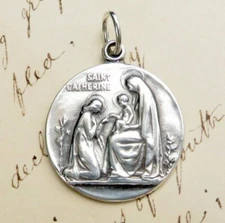 St Catherine of Siena Medal - Sterling Silver Antique Replica