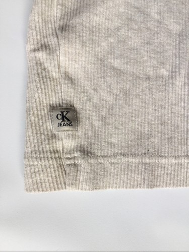 Camiseta de hombre Calvin Klein Jeans manga corta cuello en V beige 100 % algodón * XLarge - Imagen 3 de 3