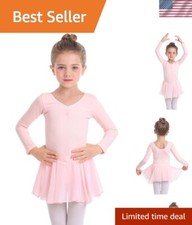 Dance Leotard for Girls - Long Sleeve with Skirt for Young Ballerinas