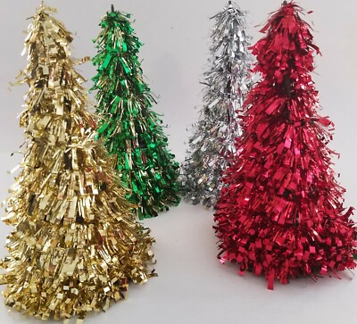 Decorated Tinsel Cone Christmas Trees Table Top 10'' 1/Pk, XM2, Select: Type