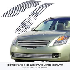 Combo de inserción de parrilla de tocho cromado inoxidable sedán Nissan Altima 2007-2009