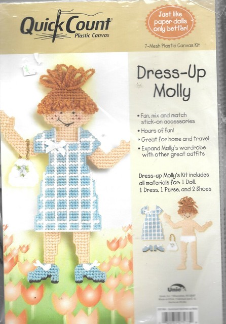 DRESS-UP MOLLY Plastic Canvas Needlepoint Kit 7 Mesh ...