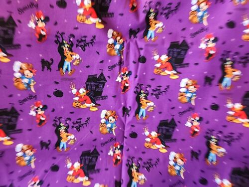 Mickey Minnie Mouse Spooky Halloween Disney FABRIC 100% COTTON BTY - Picture 2 of 7