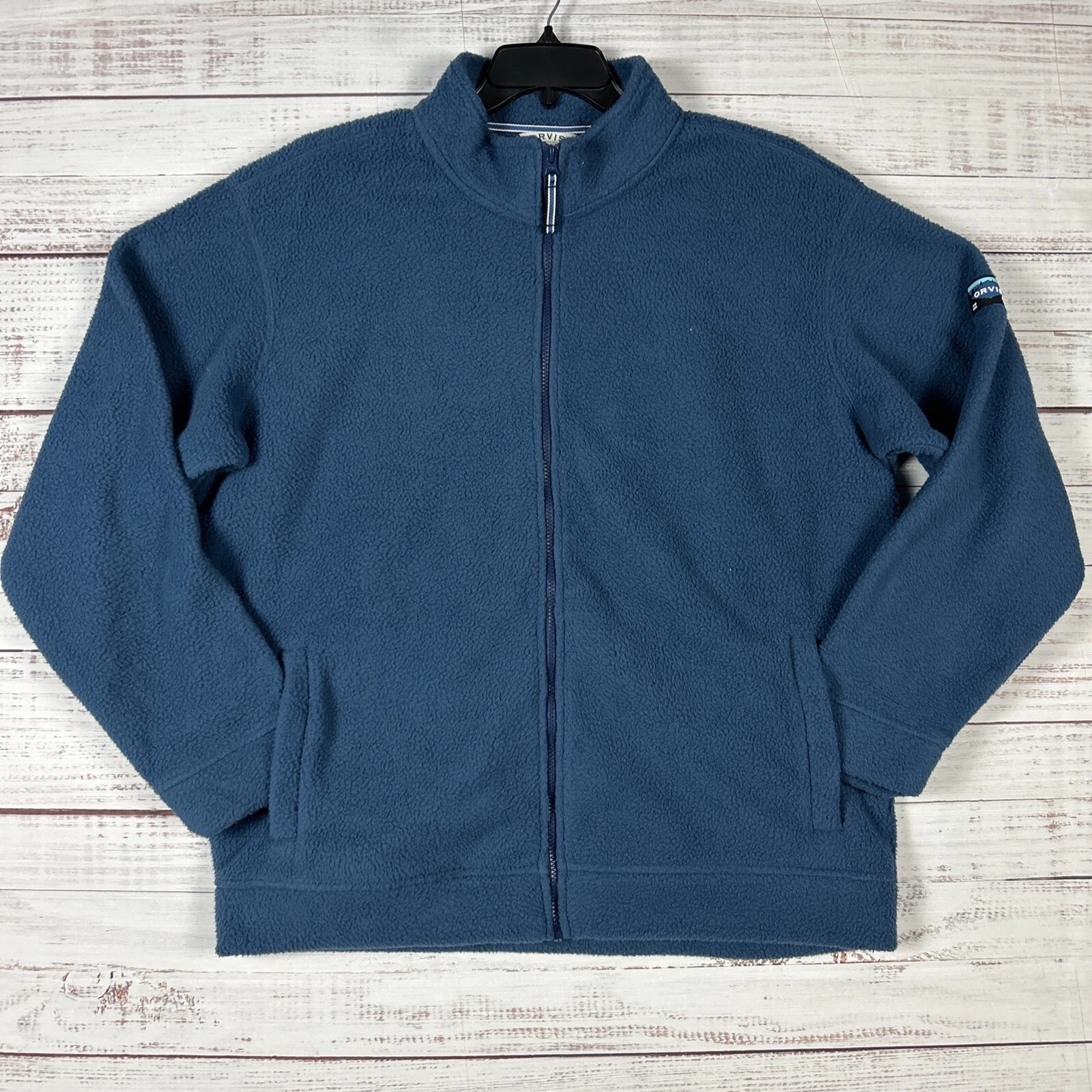 ORVIS Sweater Mens XL Sherpa Fleece Full Zip Blue Casual Outdoor Hiking Camping