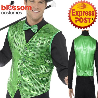 CA857 Sequins Green Vest Waistcoat 