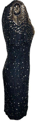 Stenay Silk Black And Gold Beaded Mini Dress - Picture 4 of 7