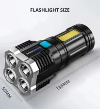 High Power LED Flashlight Rechargeable With 4 Lamp Beads and 4 Lighting Mode