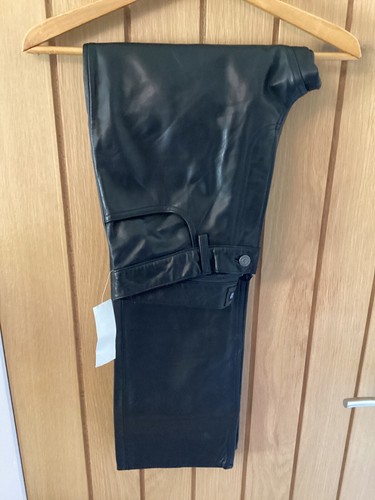 GAP MEN’S STRAIGHT FIT BLACK LEATHER TROUSERS JEANS 33W BY 32L