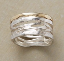 NWT Sundance Catalog Silver Gold   Next Wave Ring  size 4.5-5 210