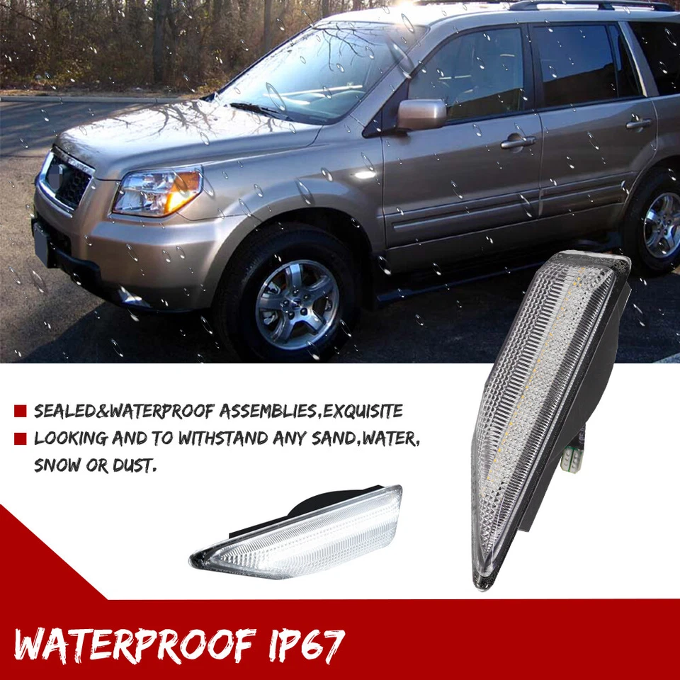 Luz de señalización delantera LED blanca transparente euro 2 piezas para Honda Element SC 2009-2010 Foto 4 de 4