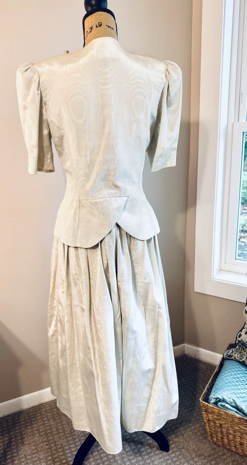 Vintage Jessica McClintock Wedding Skirt Suit Set Ivory Lace Sz 12 - Image 3 of 4