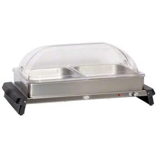 Cadco WTBS-2RT Counter Double Buffet Server W/ 2 Clear Roll Top Lids