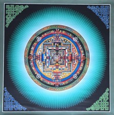 Kalachakra Mandala Tibetan Hand-Painted Thangka Painting (19.5" x19. 5") (D4T43)