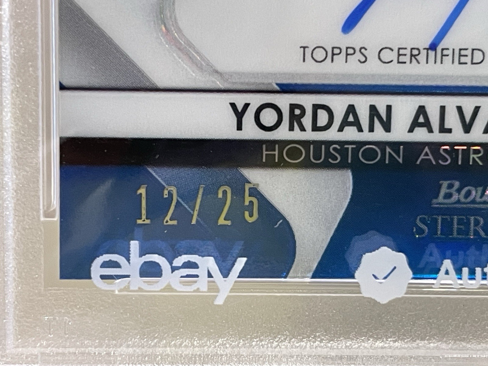 2020 Bowman Sterling - Rookie Auto Yordan Alvarez -#YA Blue Refractor /25 PSA 10 view 2