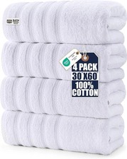 Pack of 4 Extra Large Bath Towels 30 X 60 Inches, 100 Cotton, Larger  Lighter