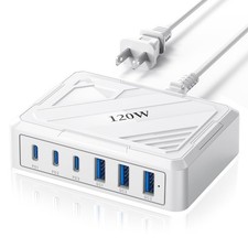 120W USB C Charging Station for Multiple Devices Fast Wireless Charging Multi