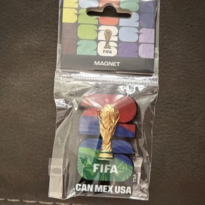 FIFA World Cup Soccer Souvenir Fridge Magnet CAN MEX USA Trophy Multicolor