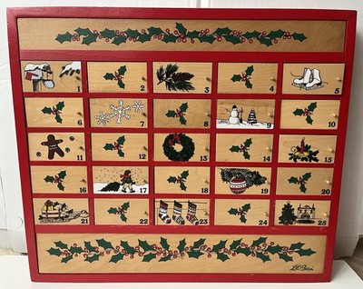 Vintage L.L. Bean Wooden Advent Calendar Christmas Countdown Wall Hanging 1992
