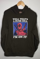Marvel Deadpool Hoodie Men  s XL Black Graphic Pullover Sweatshirt Funny Quote