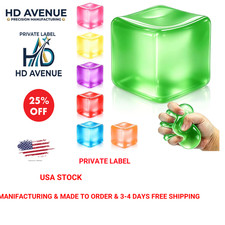 Squishy Cube Stress Ball Slow Rising Squeeze Toy 4.2 Inch Green TPR Sensory Toy