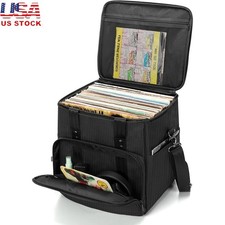 Water-resistant Vinyl Record Case Storage 60 LPs W/ Padded Handle  Dividers New