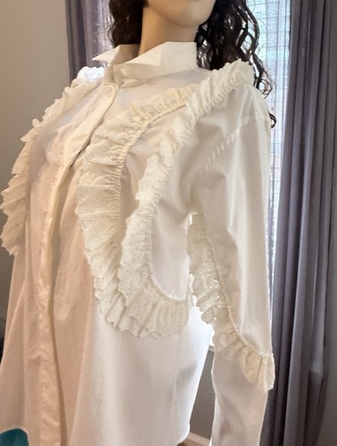 Burberry White Ruffled Blouse with Lace Italy NWT - Picture 13 of 13