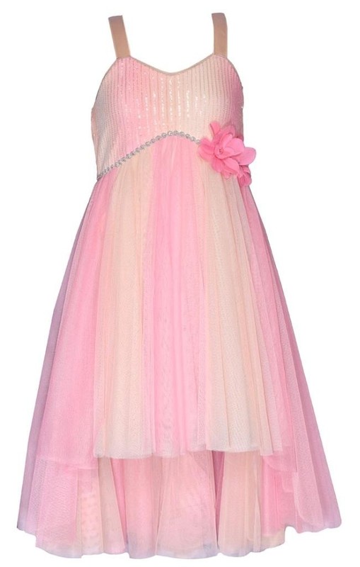 NEW Bonnie Jean Girls Size 8 "PINK YELLOW OMBRE MESH" Jewel Waist Sequins Dress