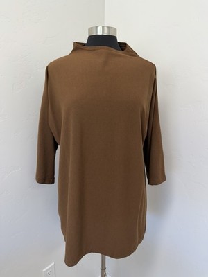 Bryn Walker Adria Tunic Brown 3/4 Sleeves Size Medium Lagenlook Boho Casual
