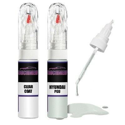 Lackstift für HYUNDAI WHITE CRYSTAL PGU + Klarlack Pinsel Kratzer Fix Kit