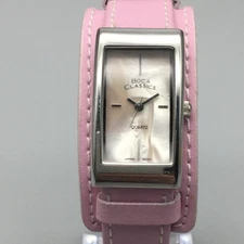 Boca Classics Quartz Watch Womens 19mm Pink Leather Cuff Rectangular New Battery