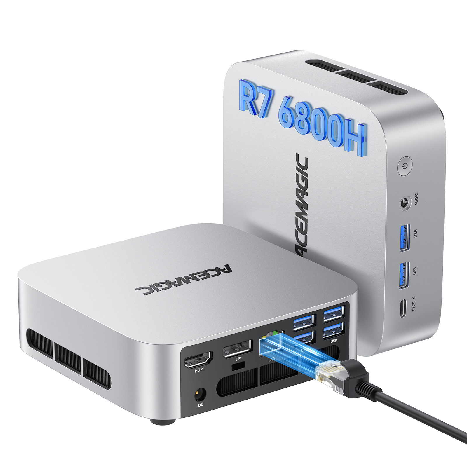 Prime ACEMAGIC Mini PC Windows 11 Pro, AMD Ryzen 7 7735HS, 24GB LPDDR5 512GB NVMe SSD
