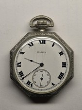 Vintage Elgin Pocket Watch 12s 7J Grade 311 Art Deco Octagon Case - Running