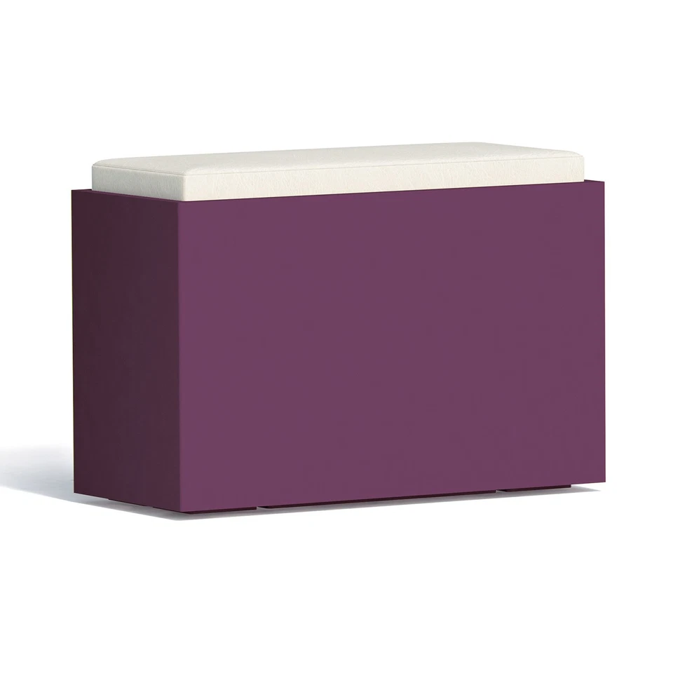 COFFRE DE RANGEMENT HYDROFUGE JARDIN POUF TABOURET COUVERCLE AMOVIBLE VIOLET - Photo 1/3