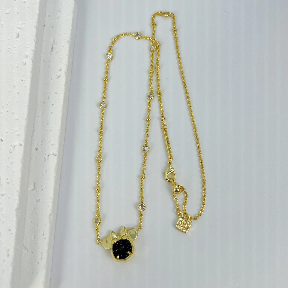 Disney | Kendra Scott Gold Minnie Mouse Short Pendant In Black Drusy - Image 4 of 4