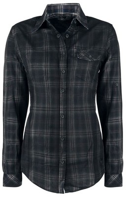 Black Premium by EMP Damen blau-graues kariertes Hemd