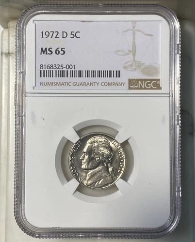 🔥 1972 D JEFFERSON NICKEL 5C MS 65 NGC 🔥