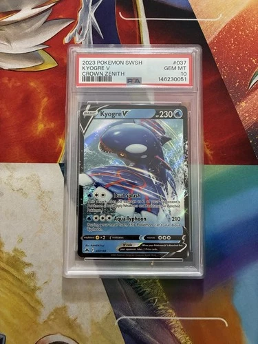 Pokemon Card Kyogre v Holo PSA 10 Gem Mint Crown Zenith 037/159 One Owner Fresh