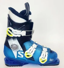 Used $150 Kid's Salomon T3 Ski Boots 3 Buckle  blue Sizes 4 5.5 6.5 7.5 8.5